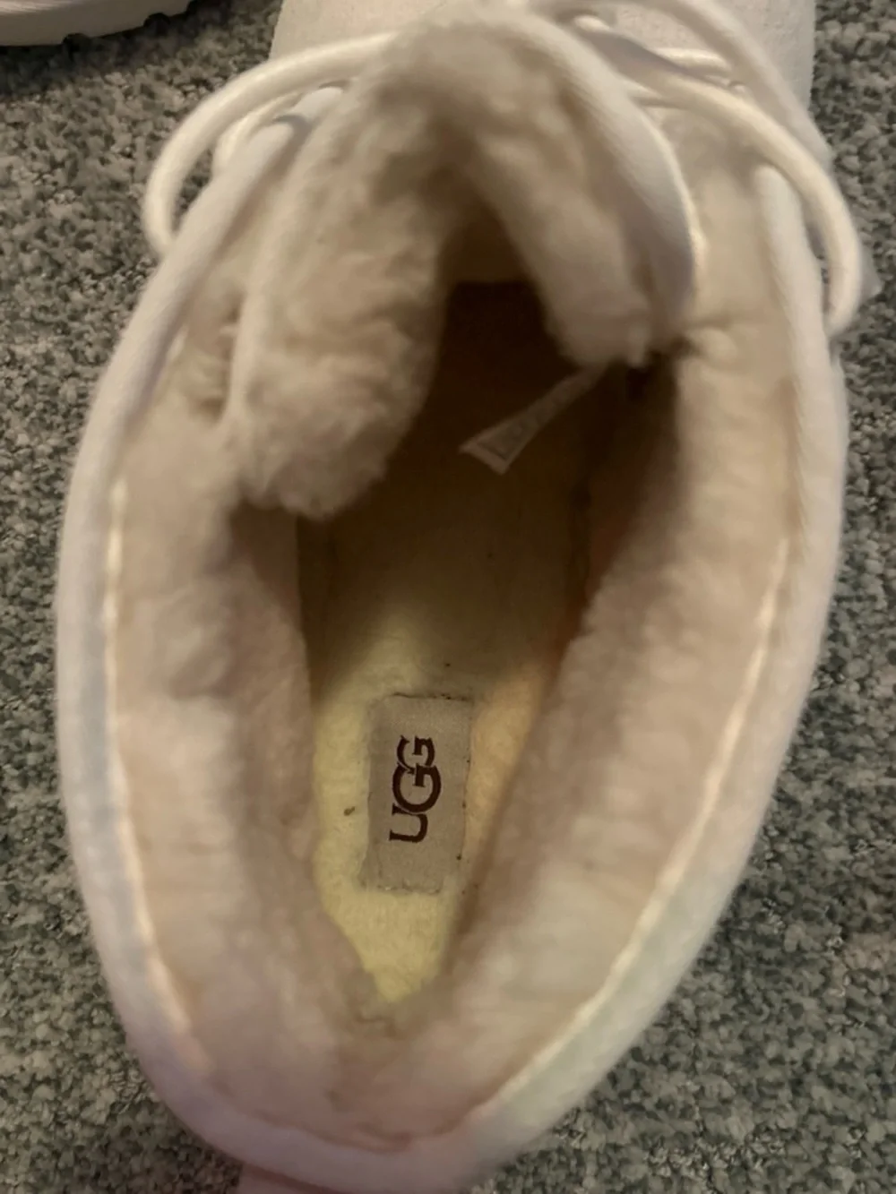 UGG Men and Women Lace-Up Fur-Lined Boots in Light Cream